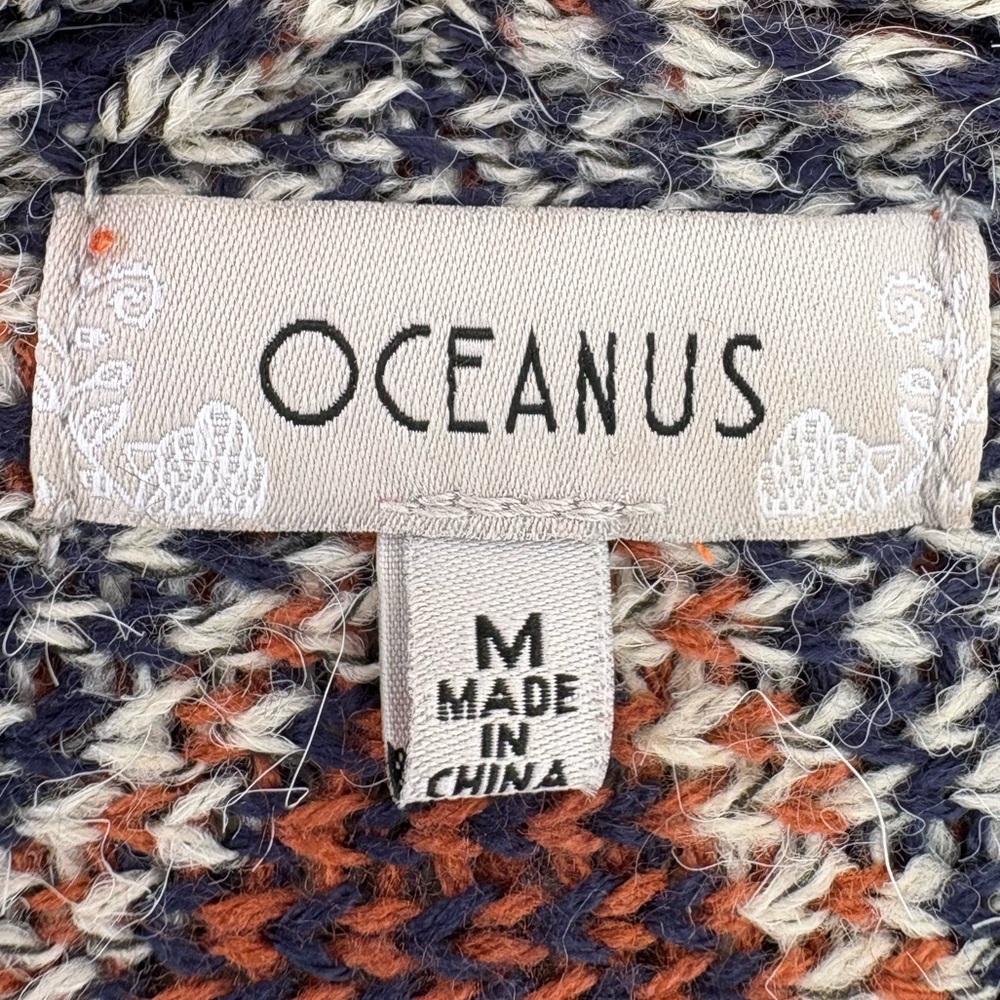 Oceanus Western Tribal Pattern Open Boho Cardigan Medium Blue Gray - Picture 6 of 10